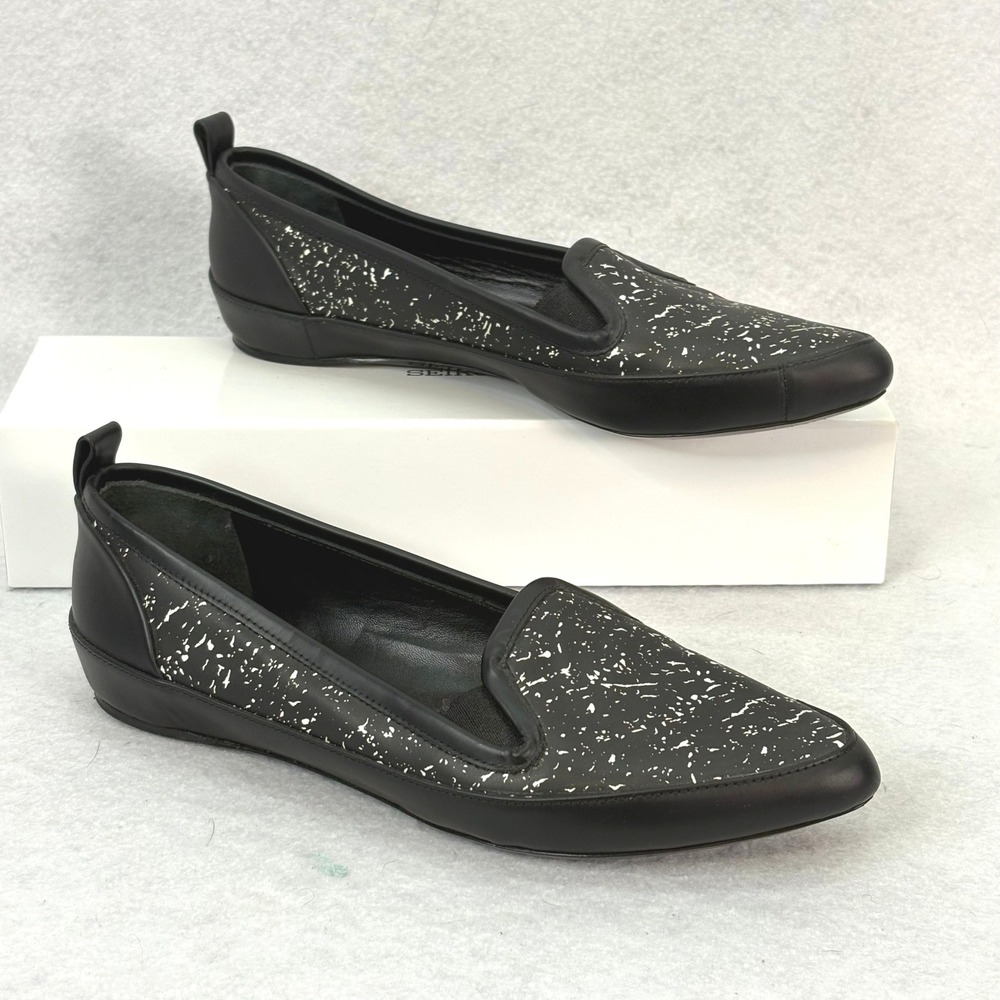 Proenza Schouler Black White Splattered Pointed Toe Flat Women 36.5/US 6 Luxury